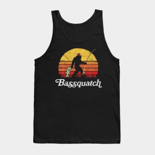 Bassquatch Funny Bigfoot Fishing Outdoor Retro Tank Top